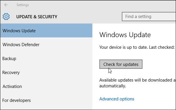 W10 updates